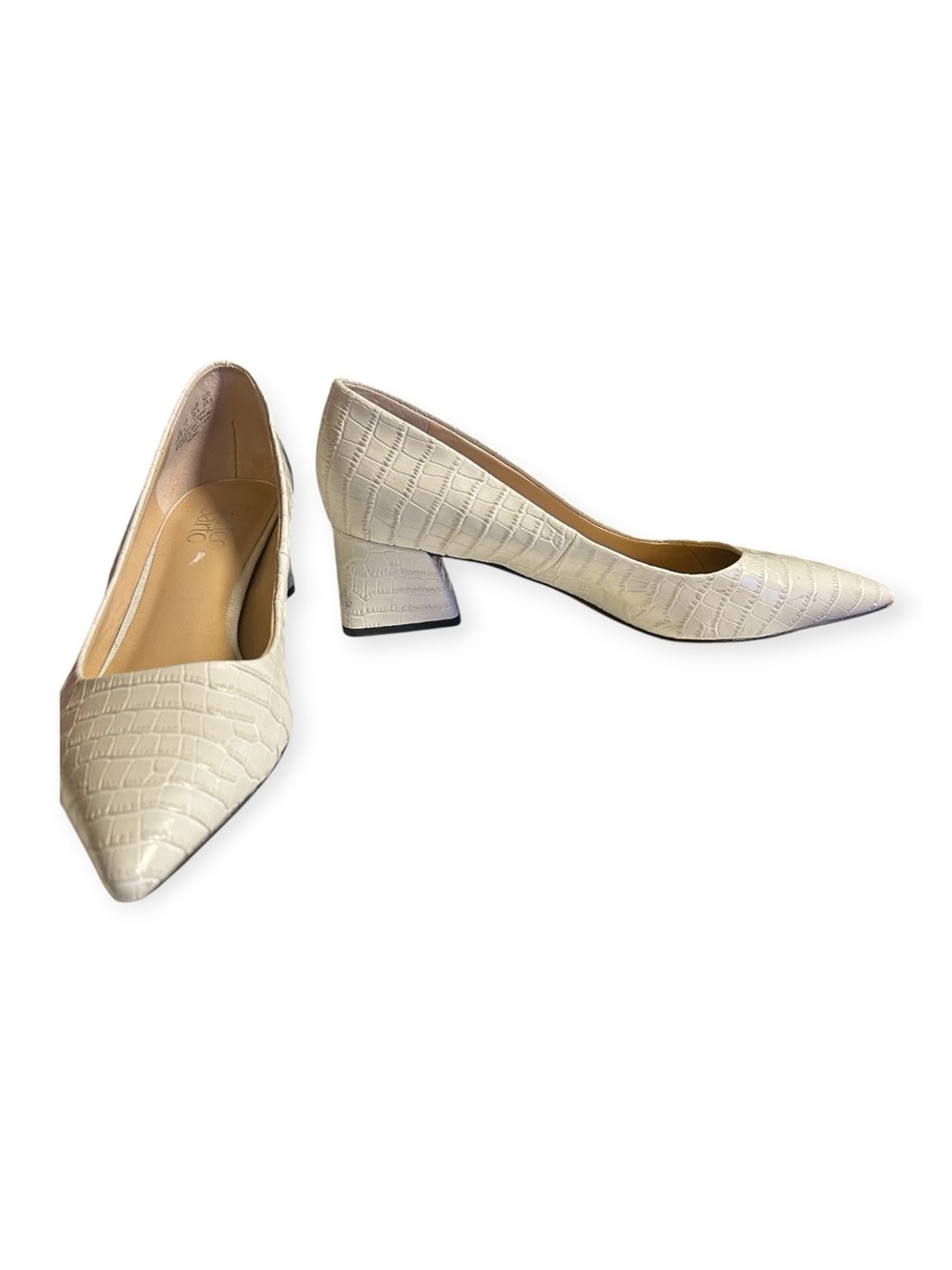 Franco Sarto Bone Croc Embossed Leather Pointed Toe Flats Size 8.5